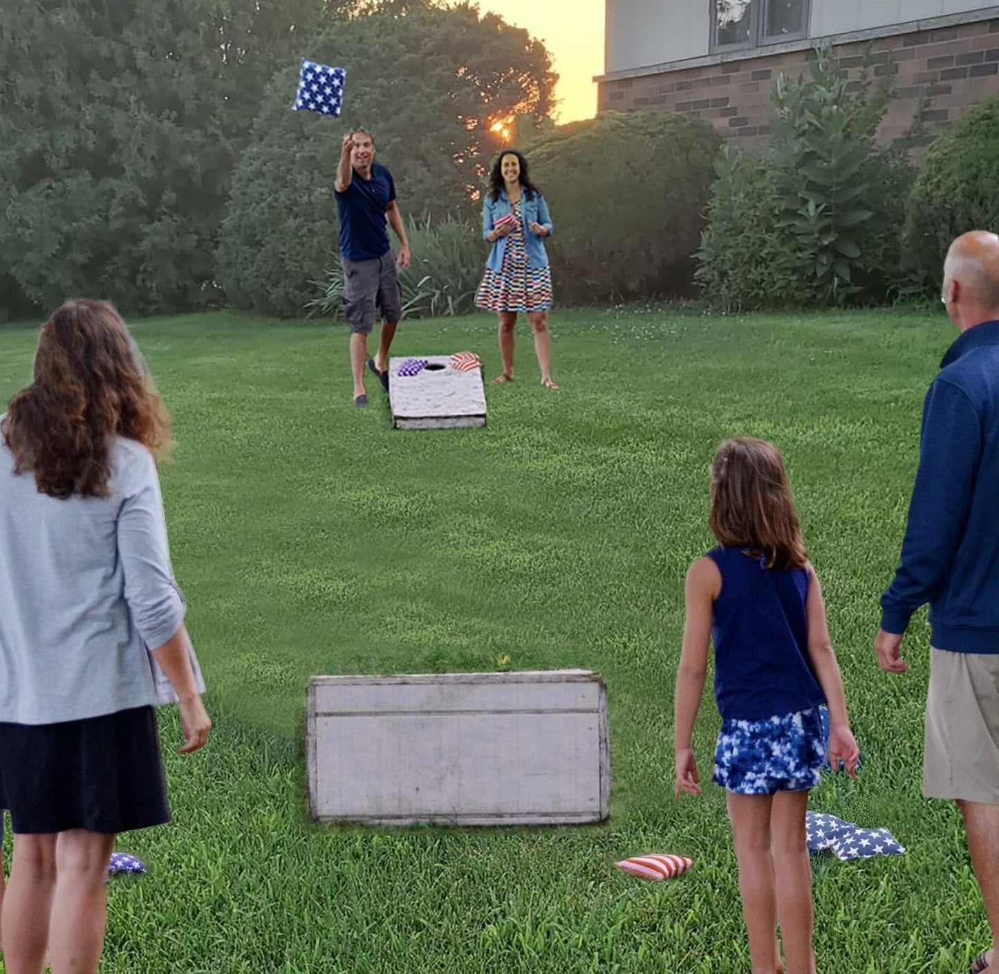 Cornhole Bags Regulation Game: American Flag Professional Corn Hole Bean Set - Stars and Stripes Toss Outdoor