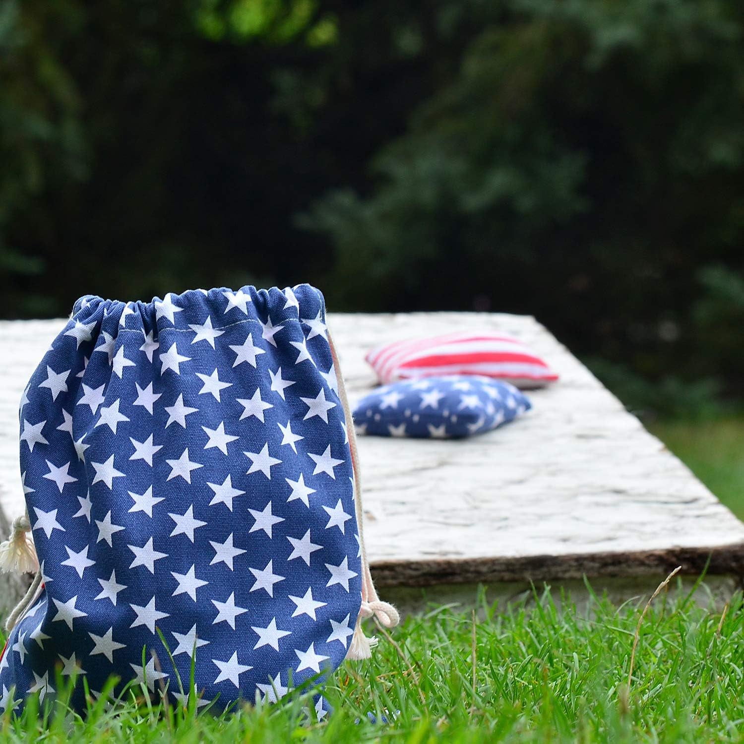 Cornhole Bags Regulation Game: American Flag Professional Corn Hole Bean Set - Stars and Stripes Toss Outdoor