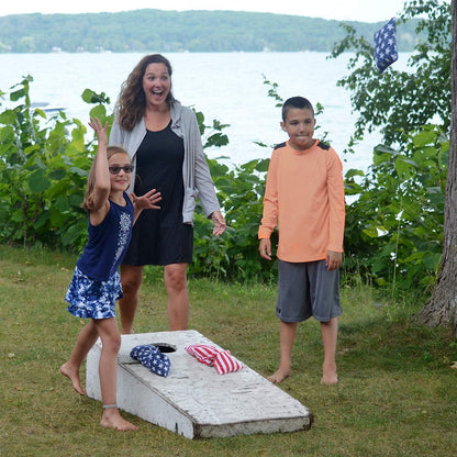 Cornhole Bags Regulation Game: American Flag Professional Corn Hole Bean Set - Stars and Stripes Toss Outdoor