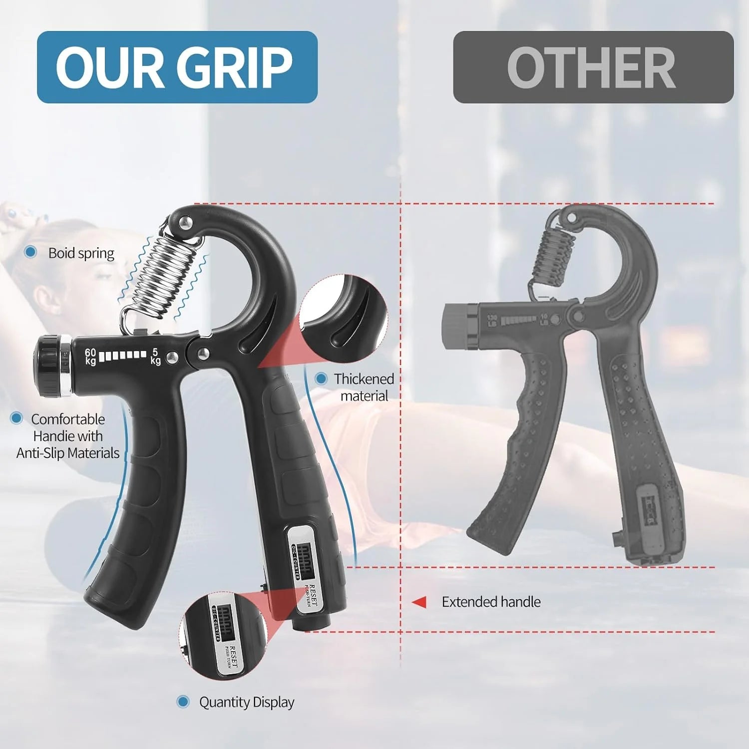 2 Pack Grip Strength Trainer with Counter, Hand Grip Strengthener, Adjustable Resistance 11-132Lbs (5-60Kg), Non-Slip Gripper, Perfect for Athletes and Hand Rehabilitation Exercising