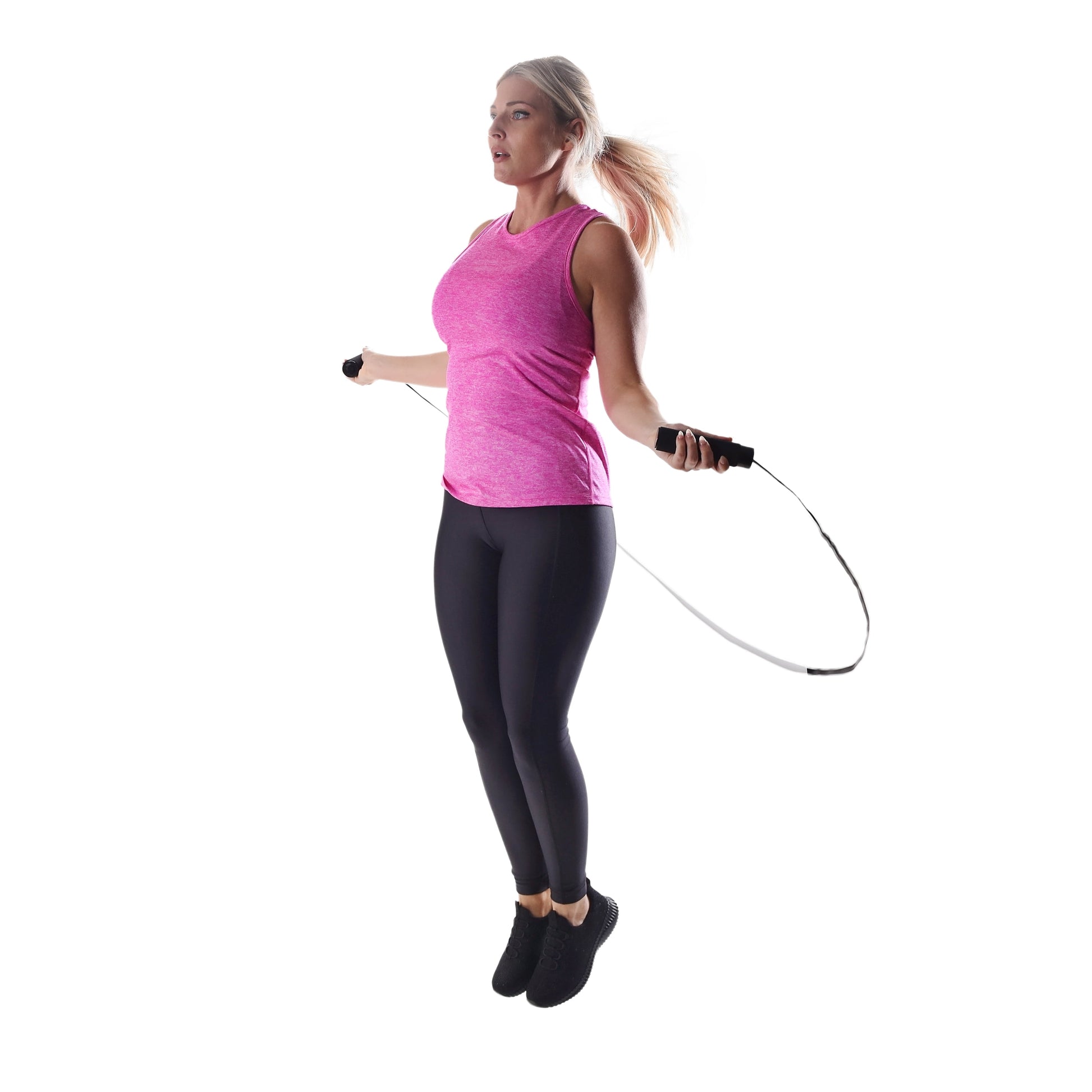 Adjustable Weighted Jump Rope, Adjusts up to 9' Length, Black